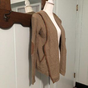 A&F Hooded Cardigan w/ Suede Trim & Elbow Patches
